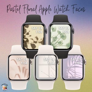 Quadranti floreali pastello per Apple Watch – Set di 5 / Sfondi iPhone coordinati disponibili