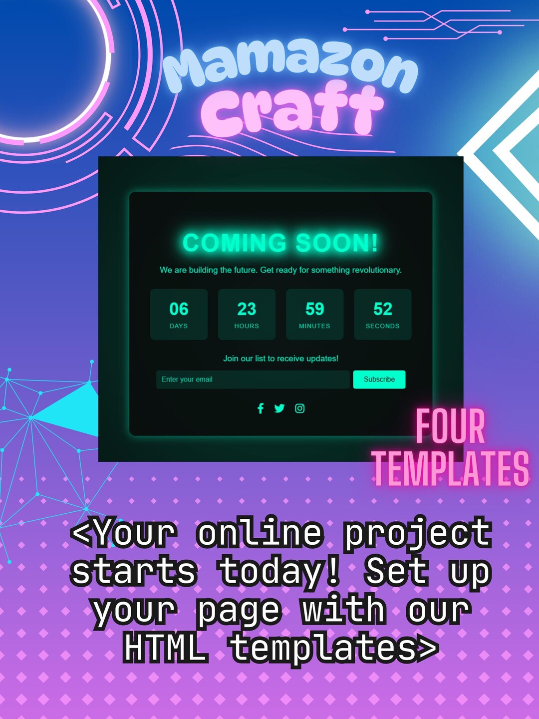 Coming Soon, Four HTML Templates. - Etsy