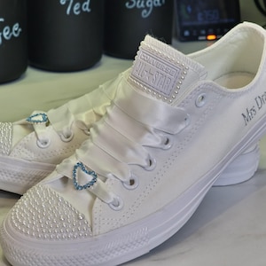 Custom Bridal trainers | Genuine Converse trainers | personalised trainers| wedding day |Bride to be | bridal sneakers