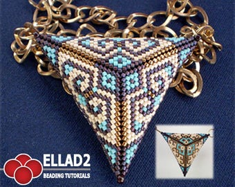 TUTORIAL Peyote Triangle Two-sides - Beading tutorial, Beading pattern, peyote stitch, triangle peyote stitch, Ellad2