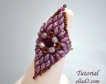 Tutorial Extravaganza Ring - Beading pattern PDF, Instant download