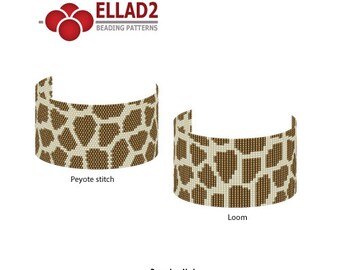 Beading Pattern Bracelet No1 - Peyote stitch and Loom Bracelet Pattern, Odd count peyote stitch, Giraffe pattern,Instant download
