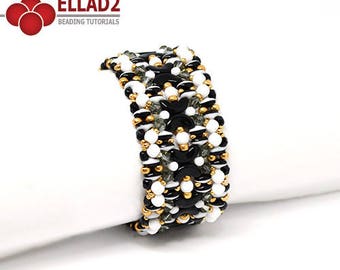 Tutorial Kiara Armband-Armband kralen tutorial met Arcos en Minos en Superduo Duets van Ellad2