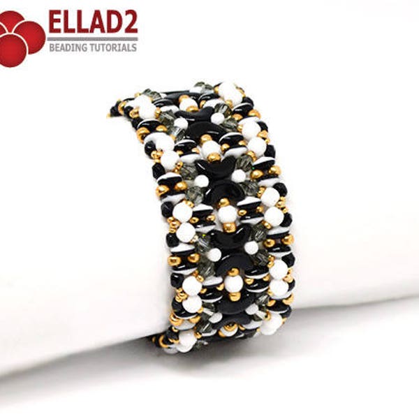 Tutorial Kiara Bracelet-Bracelet beading tutorial with Arcos and Minos and Superduo Duets by Ellad2