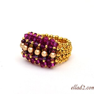 Tutorial Ring Malina Beading Pattern, Instant download, PDF, Jewelry Tutorials by Ellad2 image 4