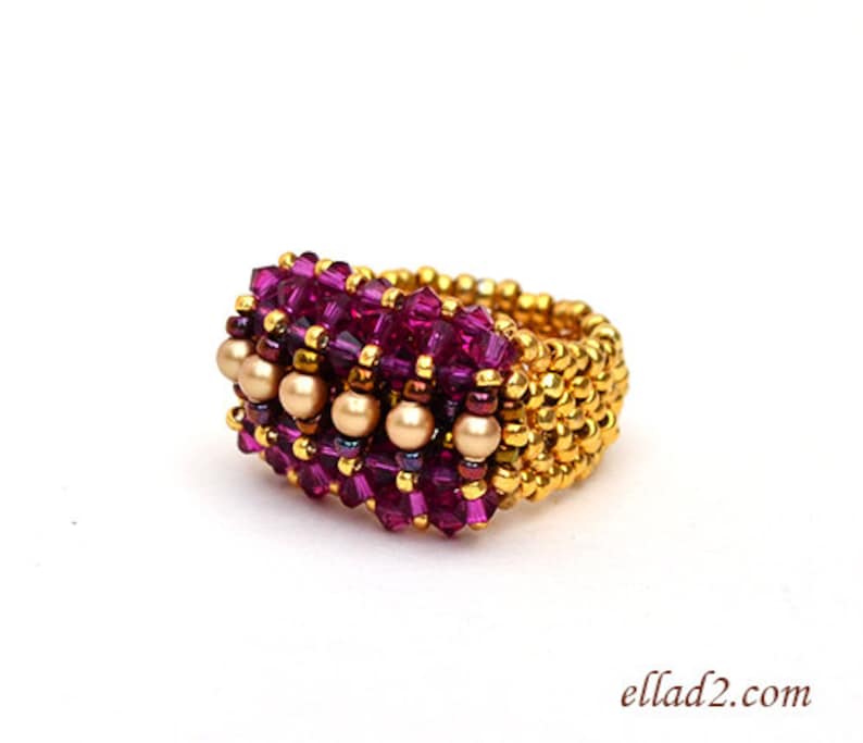 Tutorial Ring Malina Beading Pattern, Instant download, PDF, Jewelry Tutorials by Ellad2 image 4