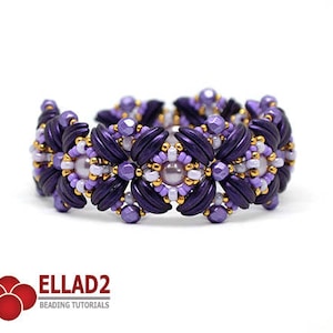 Tutorial Daya Bracelet - Beading tutorial with Crescent beads, Beading pattern, Jewelry tutorial, design by Ellad2