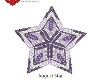 3D Beaded Star in Peyote stitch - August 2022 - beading pattern, instant download, PDF file, Ellad2 design