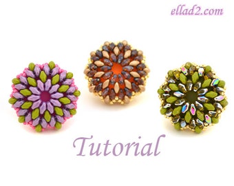 Tutorial Super Cocktail Ring - Jewelry Tutorial, Beading pattern, PDF