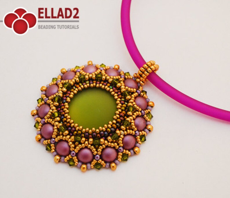 Tutorial Fabiola Pendant with 2-hole Cabochon 6mm, Beading Pattern, Instant download image 4