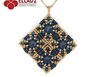 Tutorial La Quadra Pendant - beading tutorial, instant download, Ellad2, pdf file