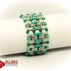 Tutorial Mona Bracelet - Beading tutorial with Arcos and Crescent beads, Instant download, Ellad2, Bracelet pattern