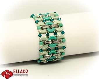 Tutorial Mona Bracelet - Beading tutorial with Arcos and Crescent beads, Instant download, Ellad2, Bracelet pattern