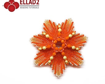 Tutorial Sunset Flower - Beading Tutorial, Beading Pattern, Peyote stitch, Flower, design by Ellad2