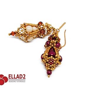 Tutorial Cora Earrings - Beading Tutorial, Beading Pattern, Earrings Tutorial, Instant download, Ellad2