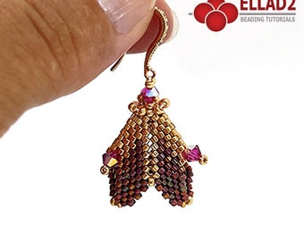 Tutorial Rhea Earrings - beading tutorial, peyote stitch, instant download, PDF file, Ellad2 design