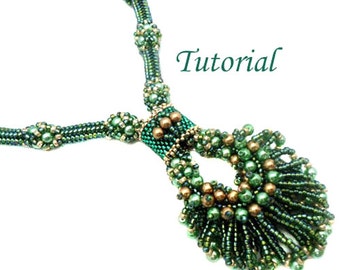 Tutorial Peacock Necklace - Beading tutorial, beading pattern, instant download, Ellad2