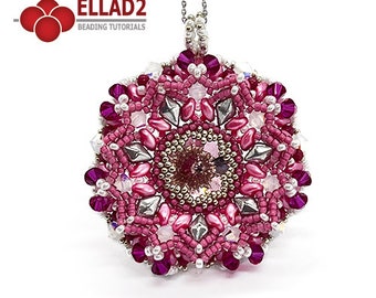 Tutorial Bourbon Rose Pendant - beading tutorial, instant download, PDF file, Ellad2 design