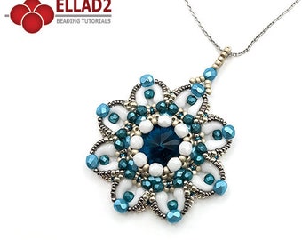 Tutorial Dita Pendant - beading tutorial with Zoliduo beads, rivoli 16mm, instant download, pdf file, Ellad2 design