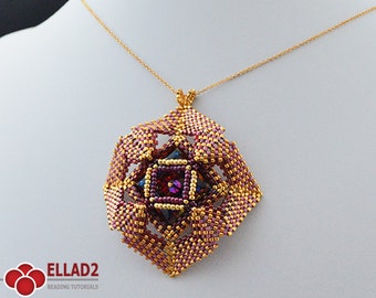 Tutorial Dame's Rocket Pendant-Beading Tutorial,Beading Pattern,Ellad2, Instant download