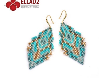 Beading pattern Brick Stitch Earrings - beading pattern, brick stitch, instant download, PDF file, Ellad2 design