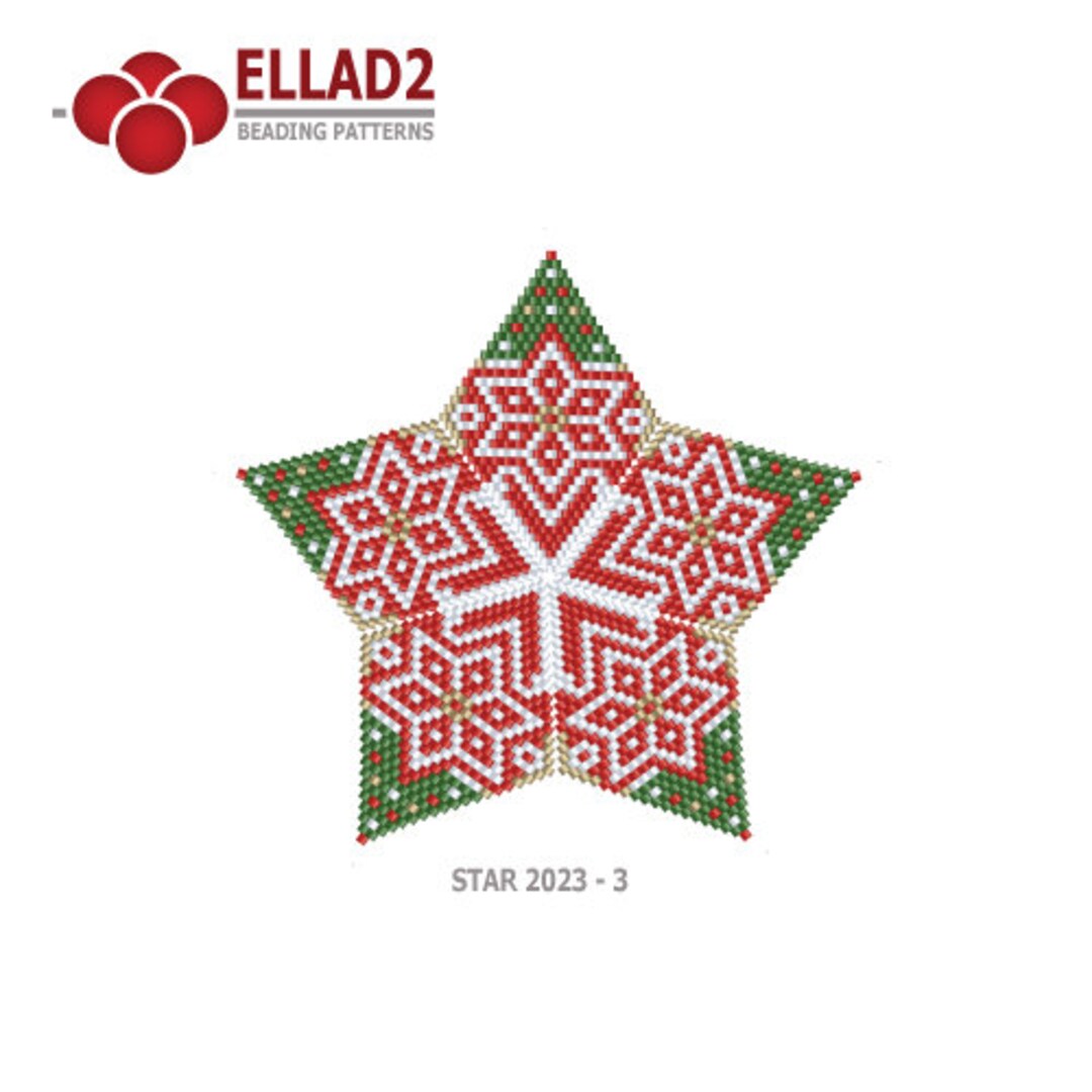 Beading Pattern Christmas Star 2023 3 Beading Pattern, Peyote
