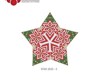 Beading Pattern Christmas Star 2023 - 3 - Beading pattern, peyote stitch star, instant download, 3D star peyote stitch, Ellad2 design