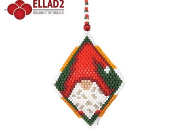 Beading Pattern Gnome 3D Pod - peyote stitch, 3d pod, peyote stitch pod, Gnome, Christmas Ornament, design by Ellad2