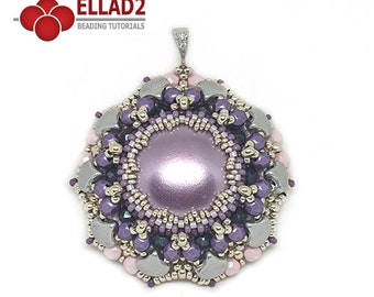 Tutoriel Viola Flower Pendant - Tutoriel de perles, motifs de perles, perles Ginko, design par Ellad2