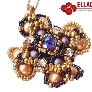 Tutorial Iridescent Pendant Beading Tutorial, Swarovski crystals, instant download, Ellad2 image 4