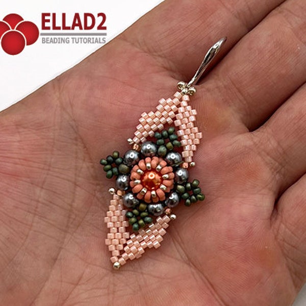 Tutorial Coral Wisp Earrings - beading tutorial, PDF file, instant download, Ellad2 design