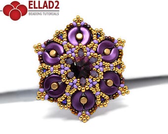 Tutorial Kaya Pendant-Beading tutorial, Pendant with Arcos and Minos beads, Beading pattern, Ellad2