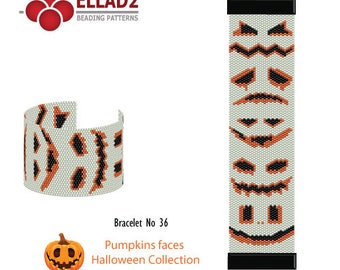 Beading Pattern Bracelet No 36 Halloween Collection - even count peyote stitch, Halloween, beading pattern, instant download, Ellad2 design