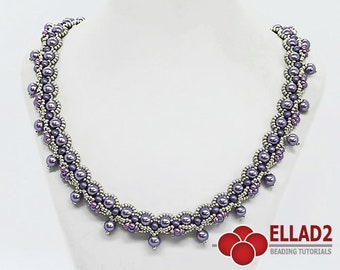 Tutorial Raya Necklace - beading tutorial, instant download, PDF file, Ellad2 design