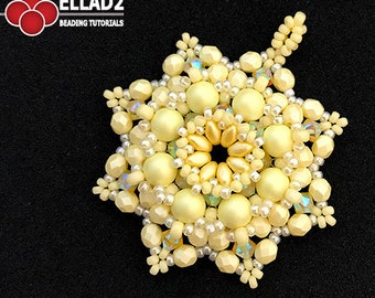 Tutorial Jonquil Pendant - Beading Tutorial, Beading pattern, Jewelry tutorial, instant download, pdf file, design by Ellad2