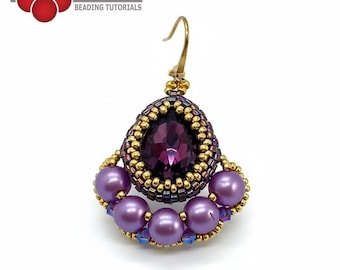 Tutorial Amethyst Glow Earrings - beading tutorial, instant download, PDF file, peyote stitch