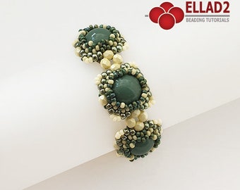 Tutoriel de perles Bracelet dôme - Motif de perles avec perles Dome, tutoriels de perles, design Ellad2, perles Dome et perles Miyuki