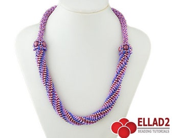Beading Tutorial Larysa Necklace - beading tutorial, spiral rope, netting, instant download, pdf file, Ellad2 design