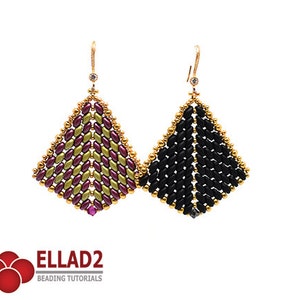 Tutorial Superduo Ladies Fan Earrings - Beading pattern, beading tutorials, Ellad2