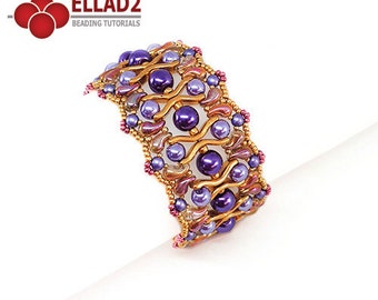 Tutorial Bow Bracelet - Beading Tutorial with BowTrio, RounDuo mini and Zoliduo beads, design by Ellad2, instant download, bracelet tutorial