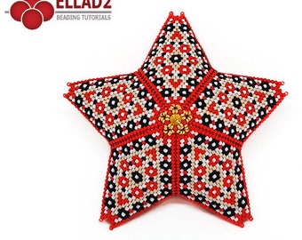Tutorial Blossom Star - 3D Peyote Stitched Star, 3D peyote star, beading tutorials, beadwoven star, design by Ellad2, instant download