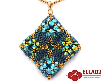 Tutorial Mond Pendant-Beading Tutorial, Beading Pattern, Peyote stitch, Instant Download, Design by Ellad2
