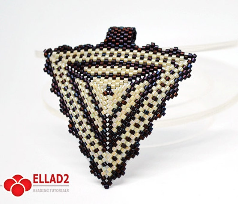 Tutorial Peyote Triangle Pendant-Beading tutorial, Instant Download, Ellad2 image 3