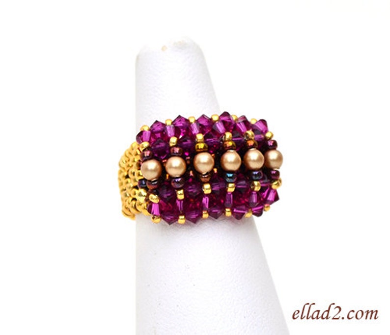 Tutorial Ring Malina Beading Pattern, Instant download, PDF, Jewelry Tutorials by Ellad2 image 5