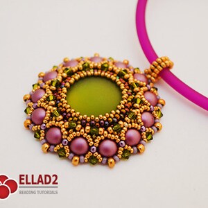 Tutorial Fabiola Pendant with 2-hole Cabochon 6mm, Beading Pattern, Instant download image 3
