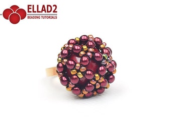 Tutorial Dome Ring - beading tutorial, beading pattern, instant download, Pdf, Ellad2