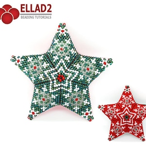 Beading Pattern Snowflake 3D star - peyote stitch, 3D star, beading pattern, instant download, PDF file, Ellad2 design