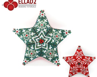 Beading Pattern Snowflake 3D star - peyote stitch, 3D star, beading pattern, instant download, PDF file, Ellad2 design