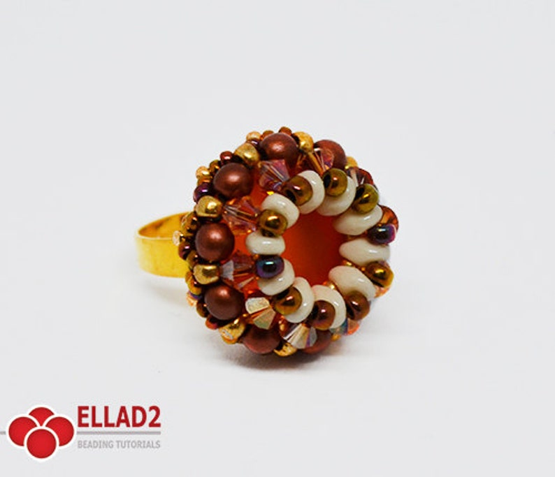 Handledning Agartha Ring-Beading Handledning, Pärlmönster, Direktnedladdning, Design av Ellad2 bild 1