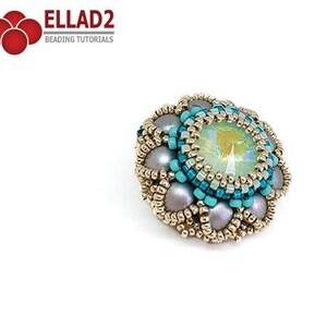 Tutorial Lillian Ring Beading Tutorial, Beadwoven ring, 2-hole cabochon, instant download, pdf file image 5
